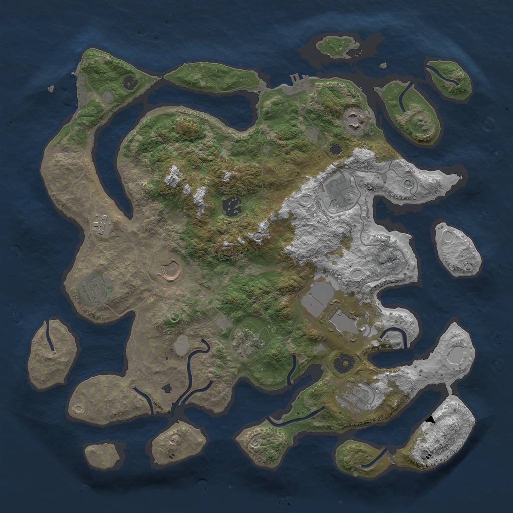 Rust Map: Procedural Map, Size: 3853, Seed: 531038928, 17 Monuments
