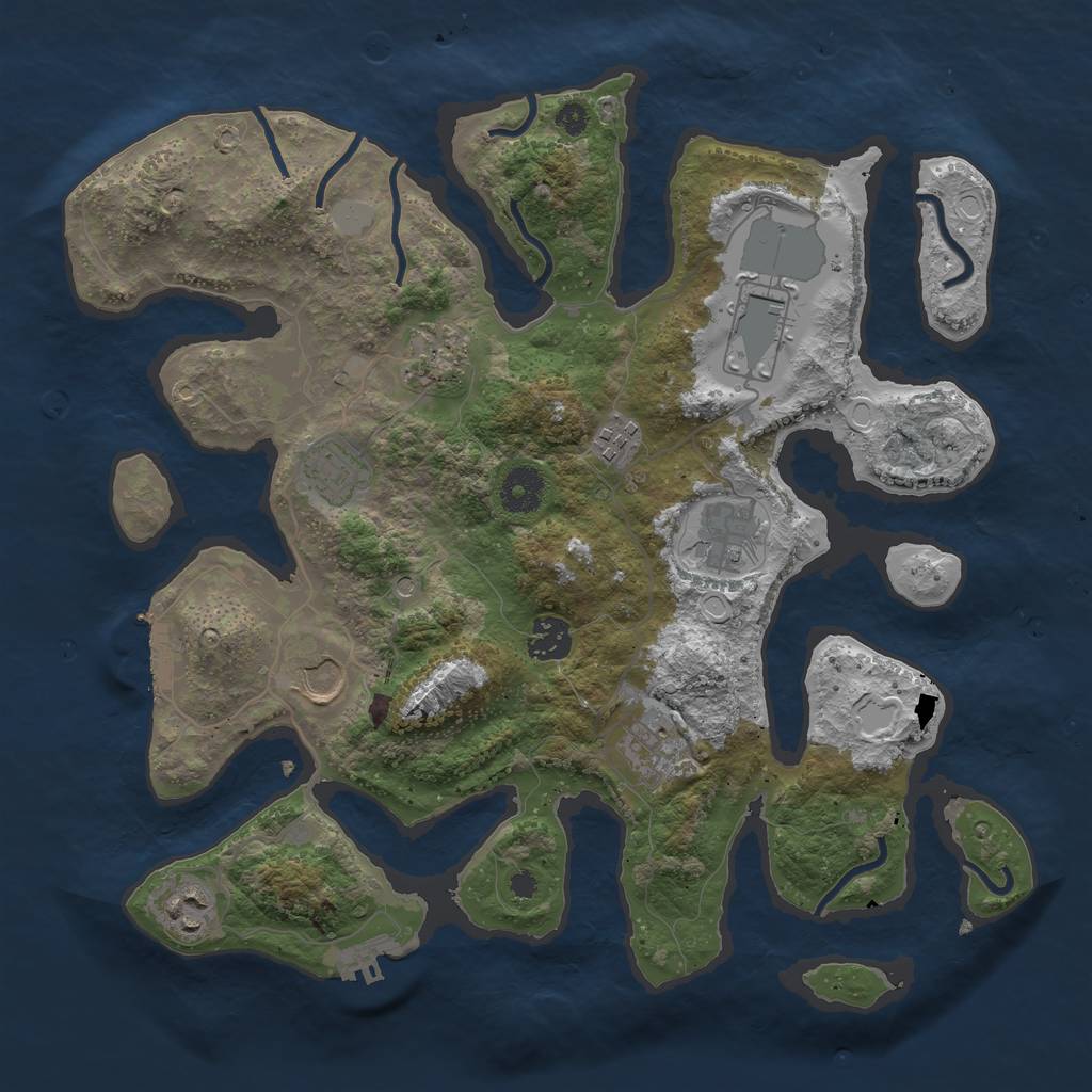 Rust Map: Procedural Map, Size: 3600, Seed: 62519, 17 Monuments
