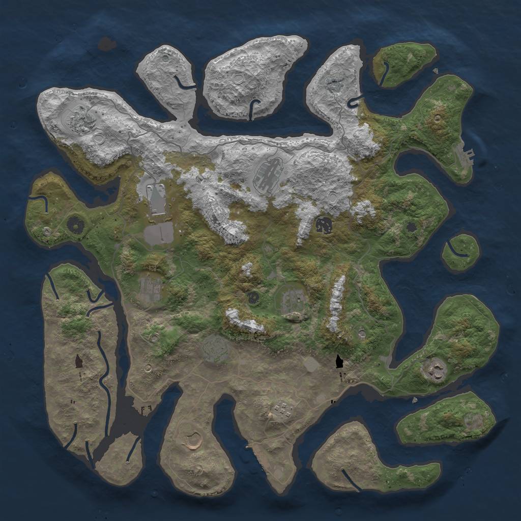 Rust Map: Procedural Map, Size: 4500, Seed: 2307121, 18 Monuments