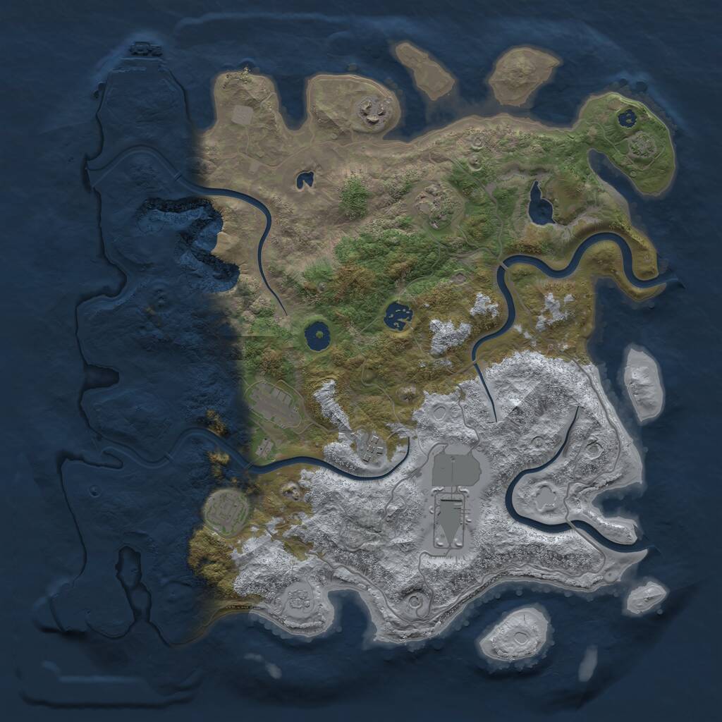 Rust Map: Procedural Map, Size: 4000, Seed: 749282, 13 Monuments
