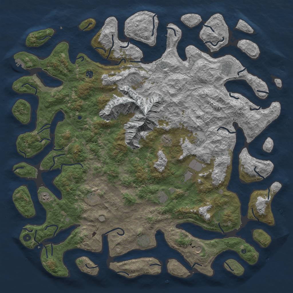 Rust Map: Procedural Map, Size: 6000, Seed: 113358770, 19 Monuments