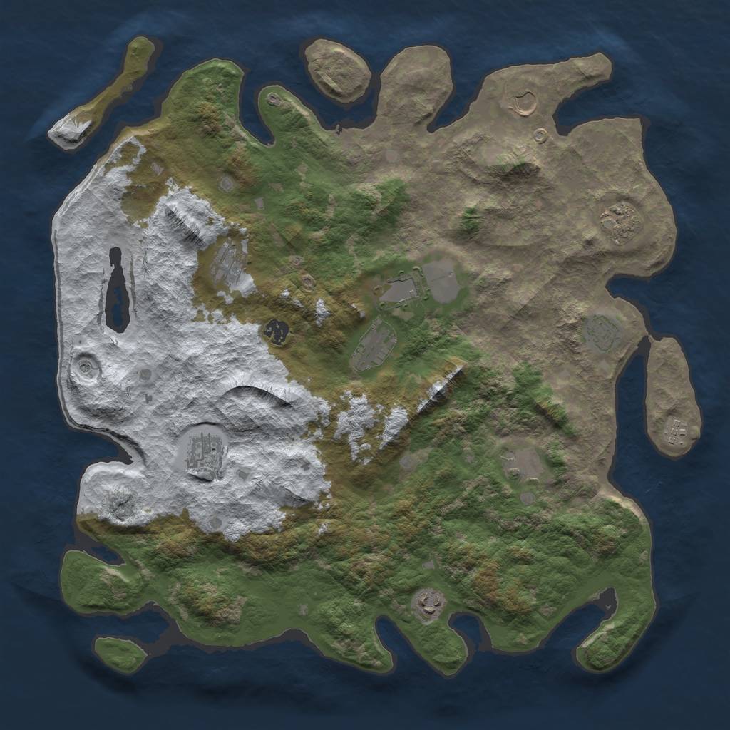 Rust Map: Barren, Size: 4500, Seed: 256525, 14 Monuments