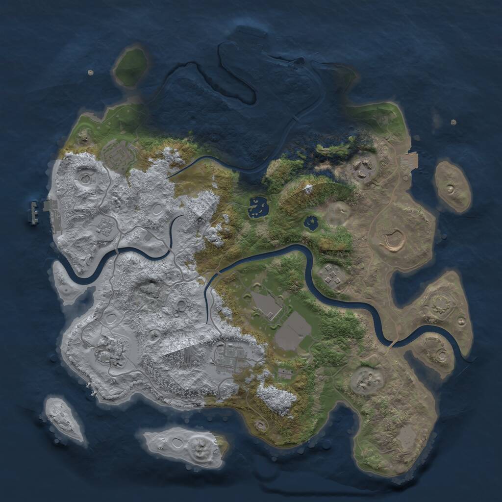 Rust Map: Procedural Map, Size: 3500, Seed: 4792155, 14 Monuments