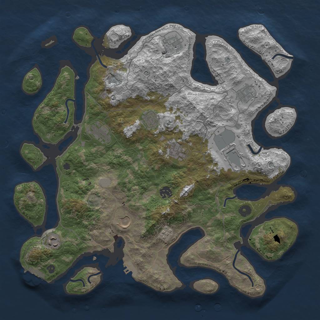 Rust Map: Procedural Map, Size: 4000, Seed: 879032, 18 Monuments
