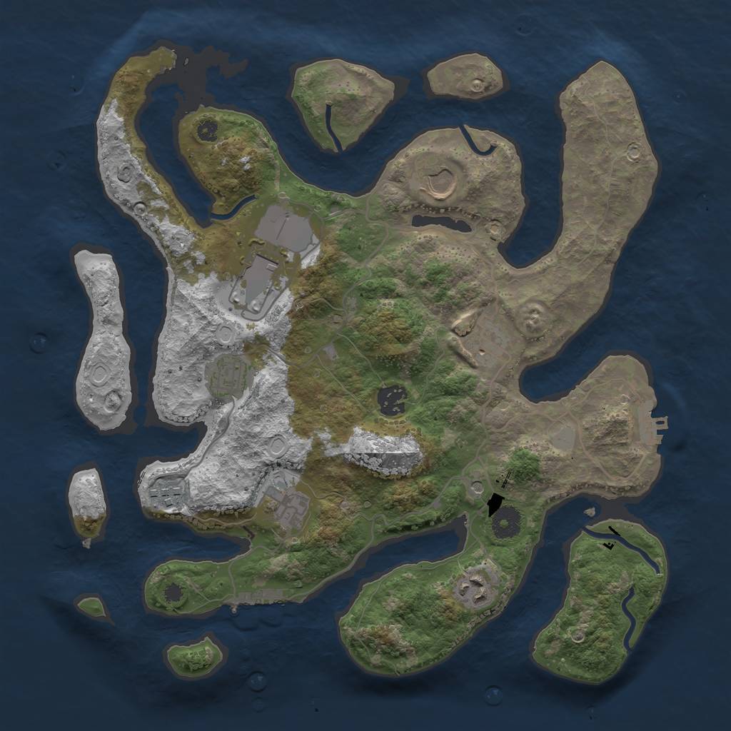 Rust Map: Procedural Map, Size: 3550, Seed: 841683, 16 Monuments