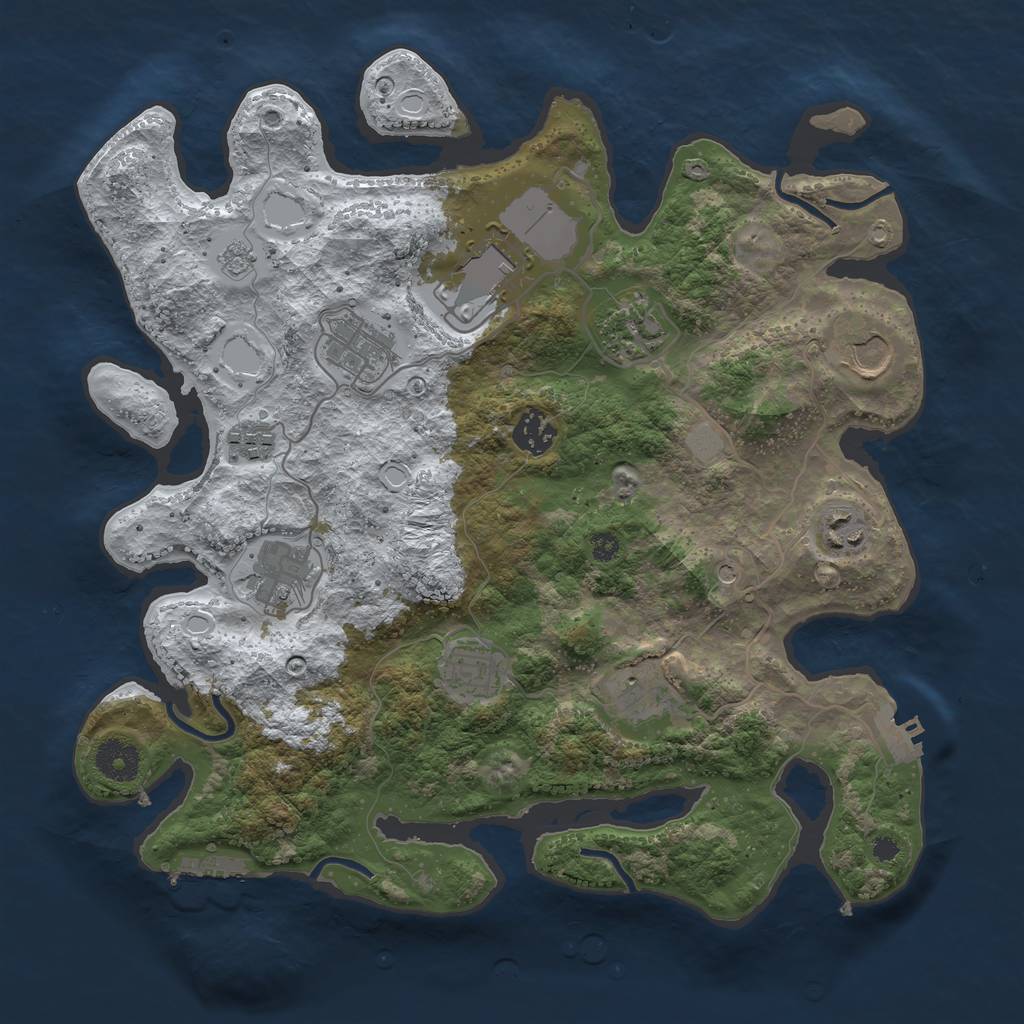 Rust Map: Procedural Map, Size: 3550, Seed: 165163, 19 Monuments