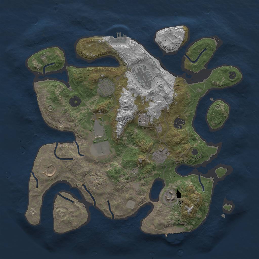 Rust Map: Procedural Map, Size: 3500, Seed: 56681200, 17 Monuments