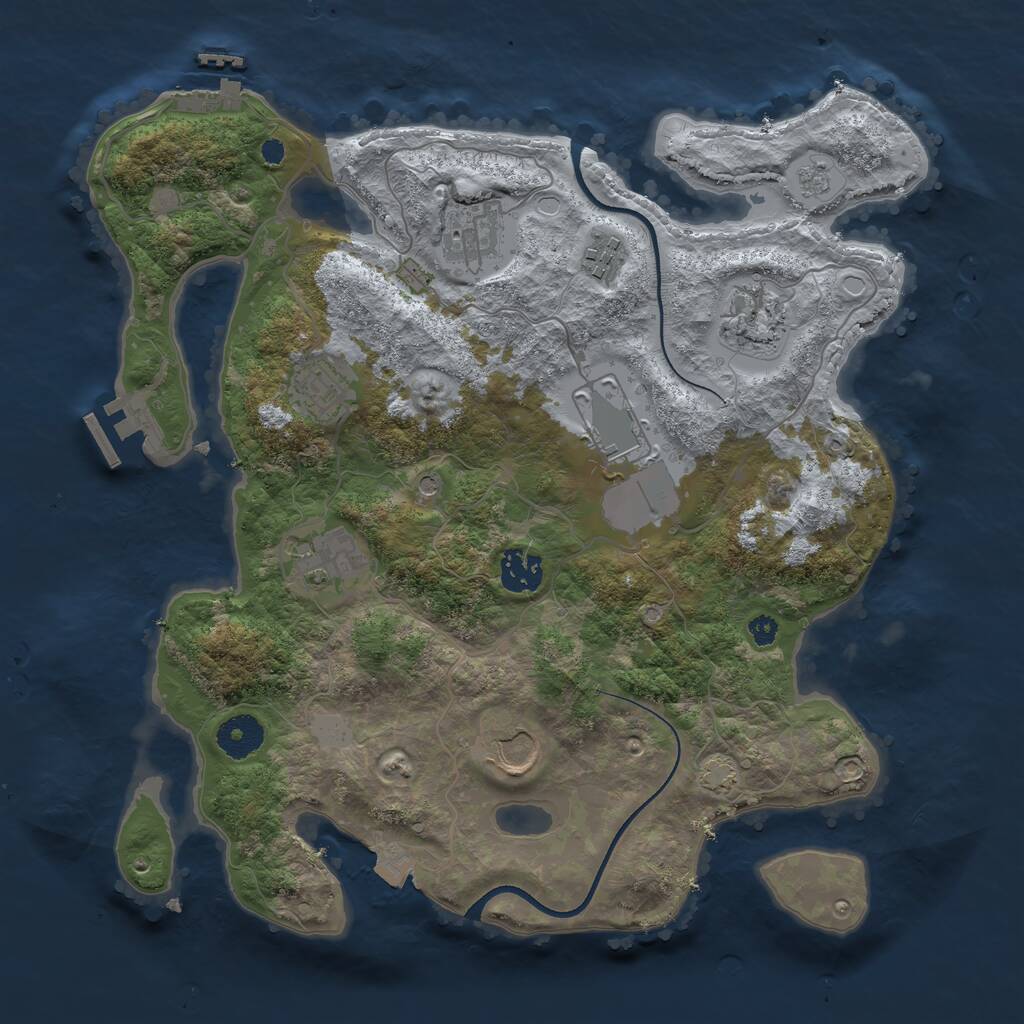 Rust Map: Procedural Map, Size: 3500, Seed: 838211, 14 Monuments