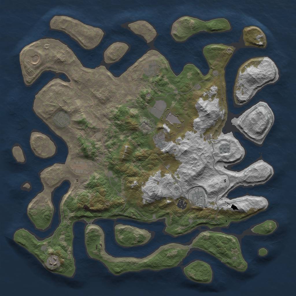 Rust Map: Barren, Size: 4500, Seed: 2103475, 13 Monuments