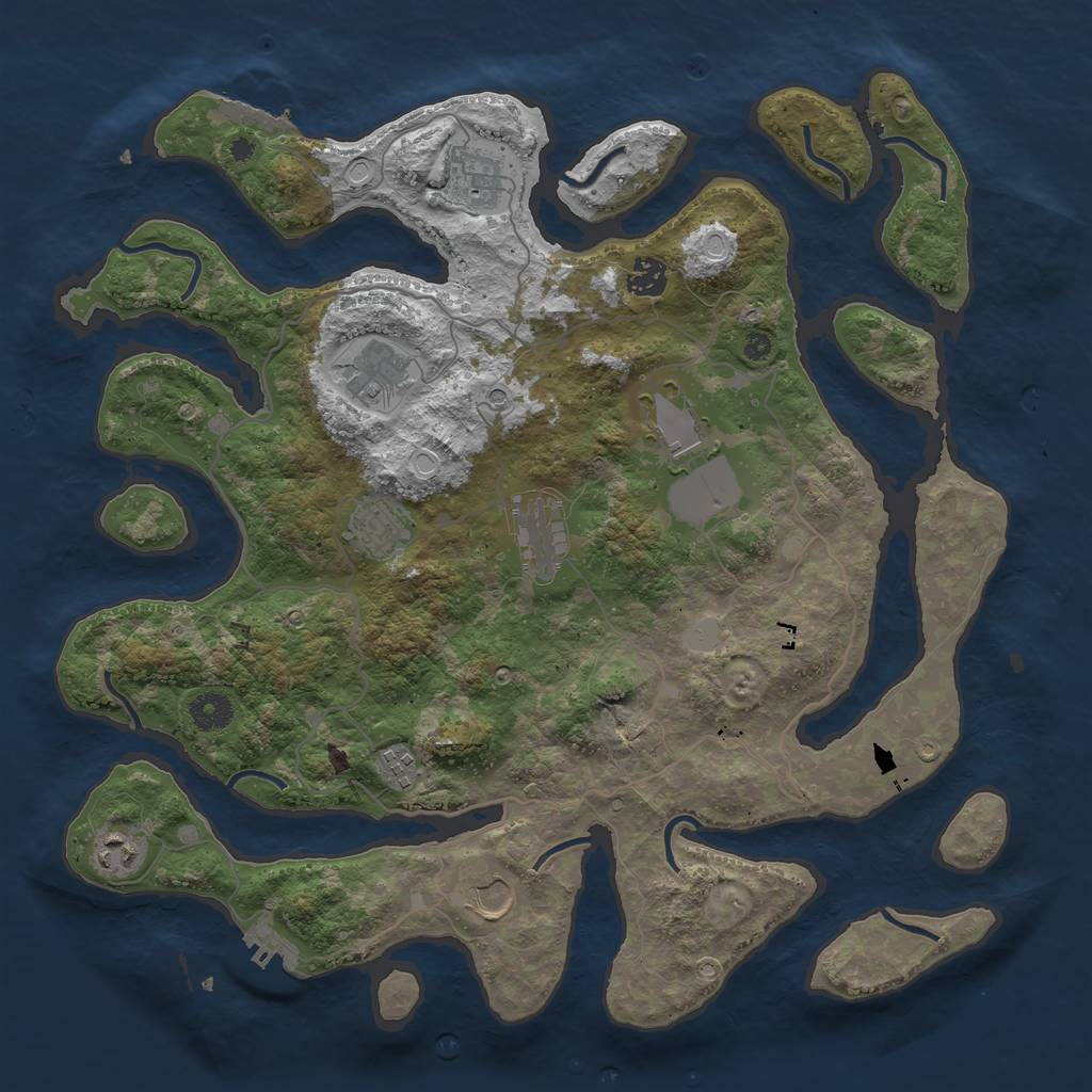 Rust Map: Procedural Map, Size: 4000, Seed: 96461, 17 Monuments