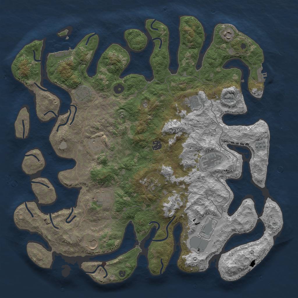 Rust Map: Procedural Map, Size: 4500, Seed: 5233658, 19 Monuments