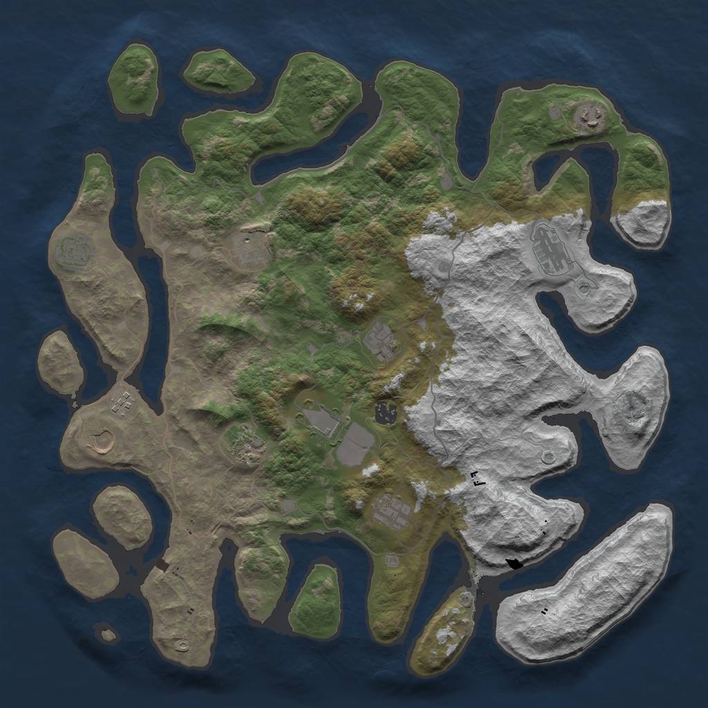 Rust Map: Barren, Size: 4500, Seed: 4549482, 14 Monuments