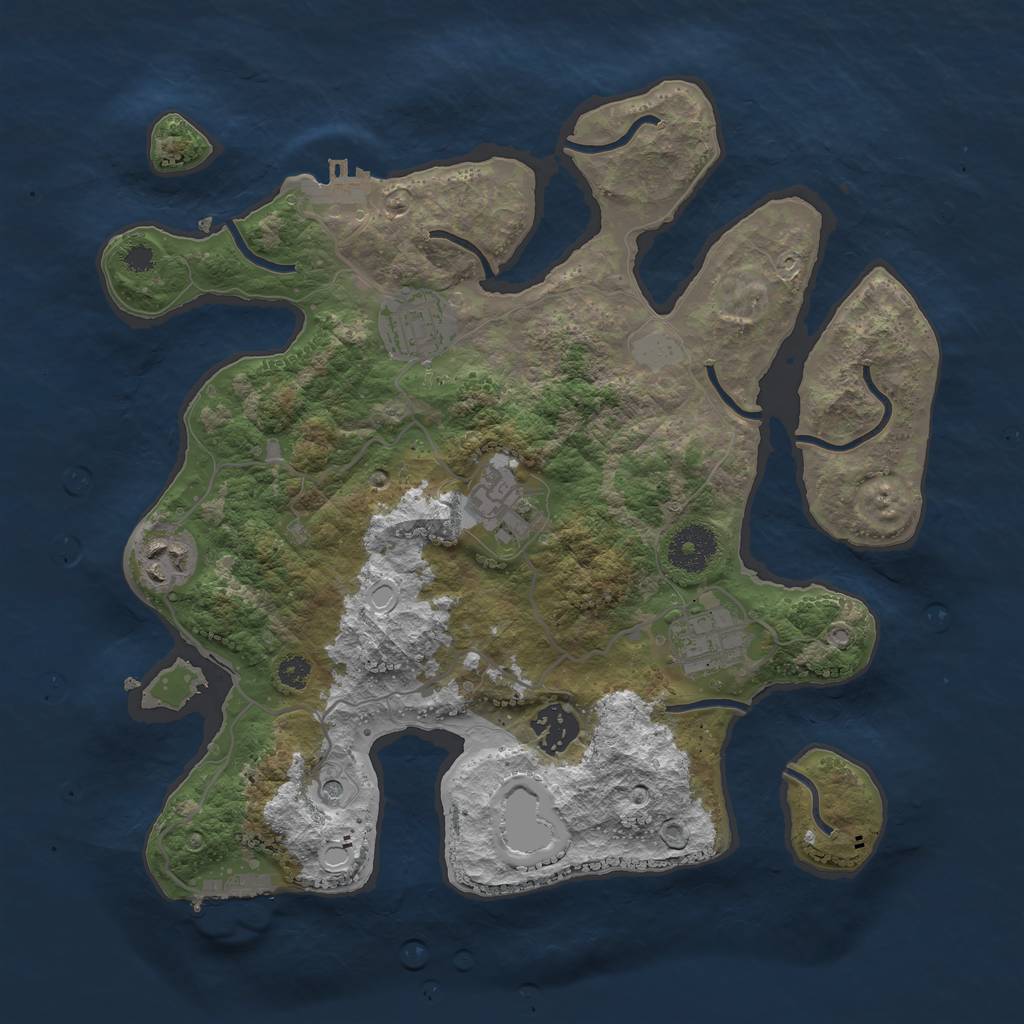 Rust Map: Procedural Map, Size: 3250, Seed: 1933659171, 13 Monuments
