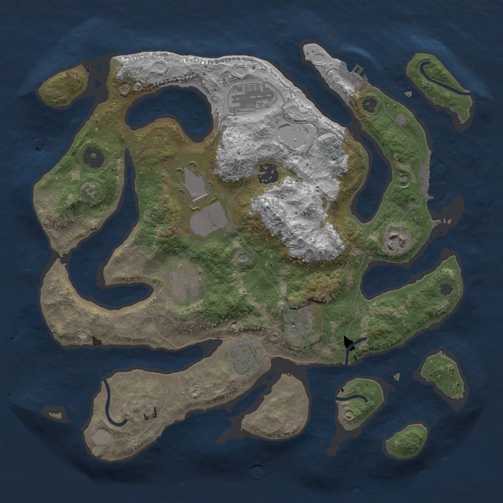 Rust Map: Procedural Map, Size: 3550, Seed: 604826, 16 Monuments