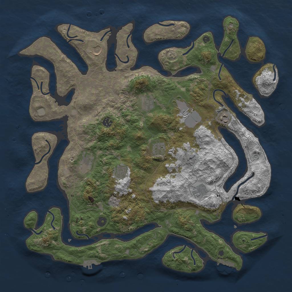 Rust Map: Procedural Map, Size: 4500, Seed: 492171, 18 Monuments
