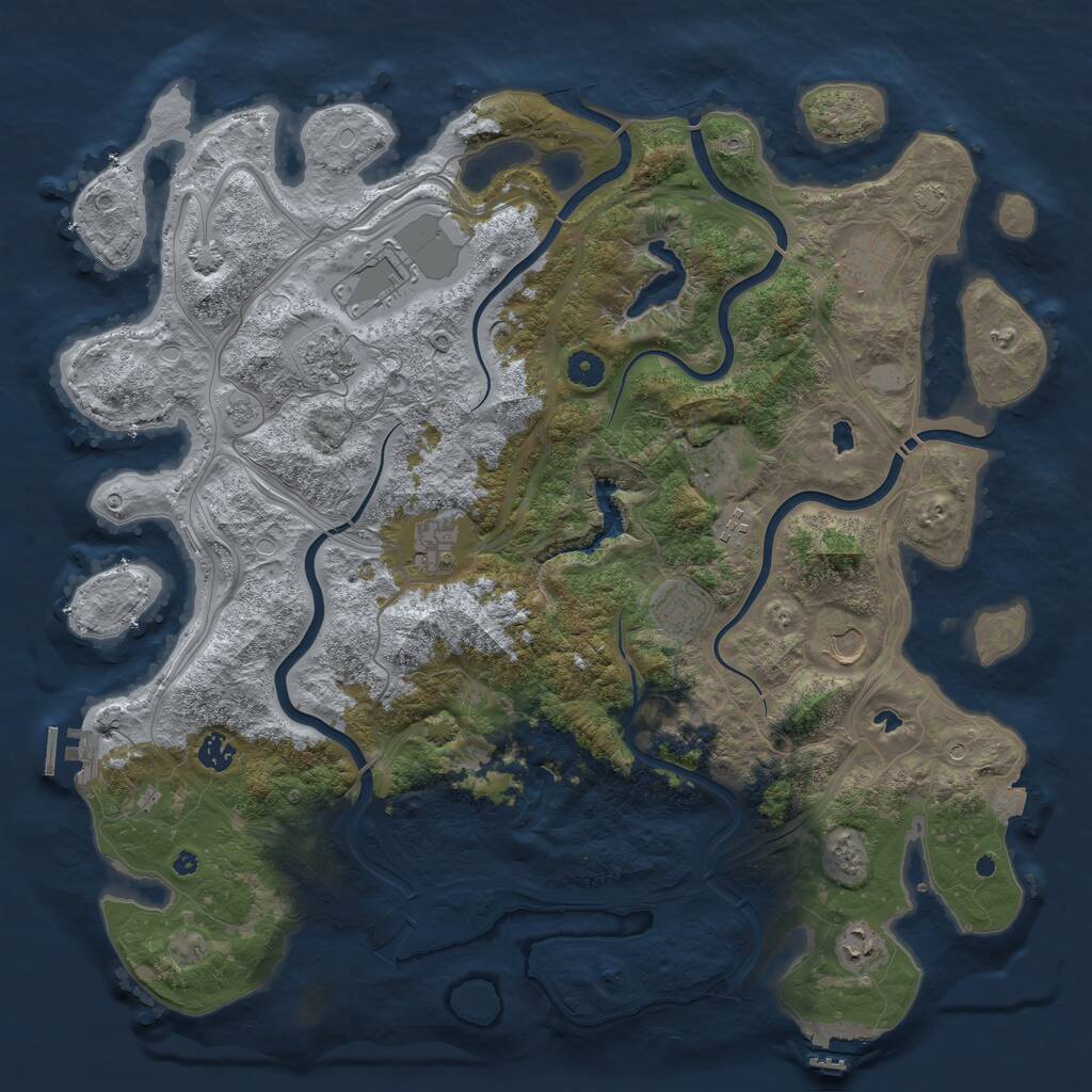 Rust Map: Procedural Map, Size: 4500, Seed: 1826343700, 16 Monuments