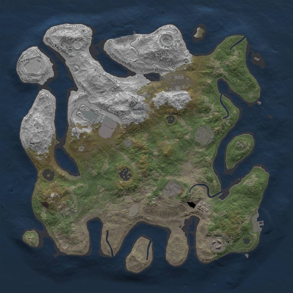 Rust Map: Procedural Map, Size: 3700, Seed: 654612783, 16 Monuments