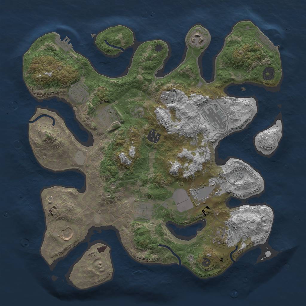 Rust Map: Procedural Map, Size: 3500, Seed: 21123049, 18 Monuments