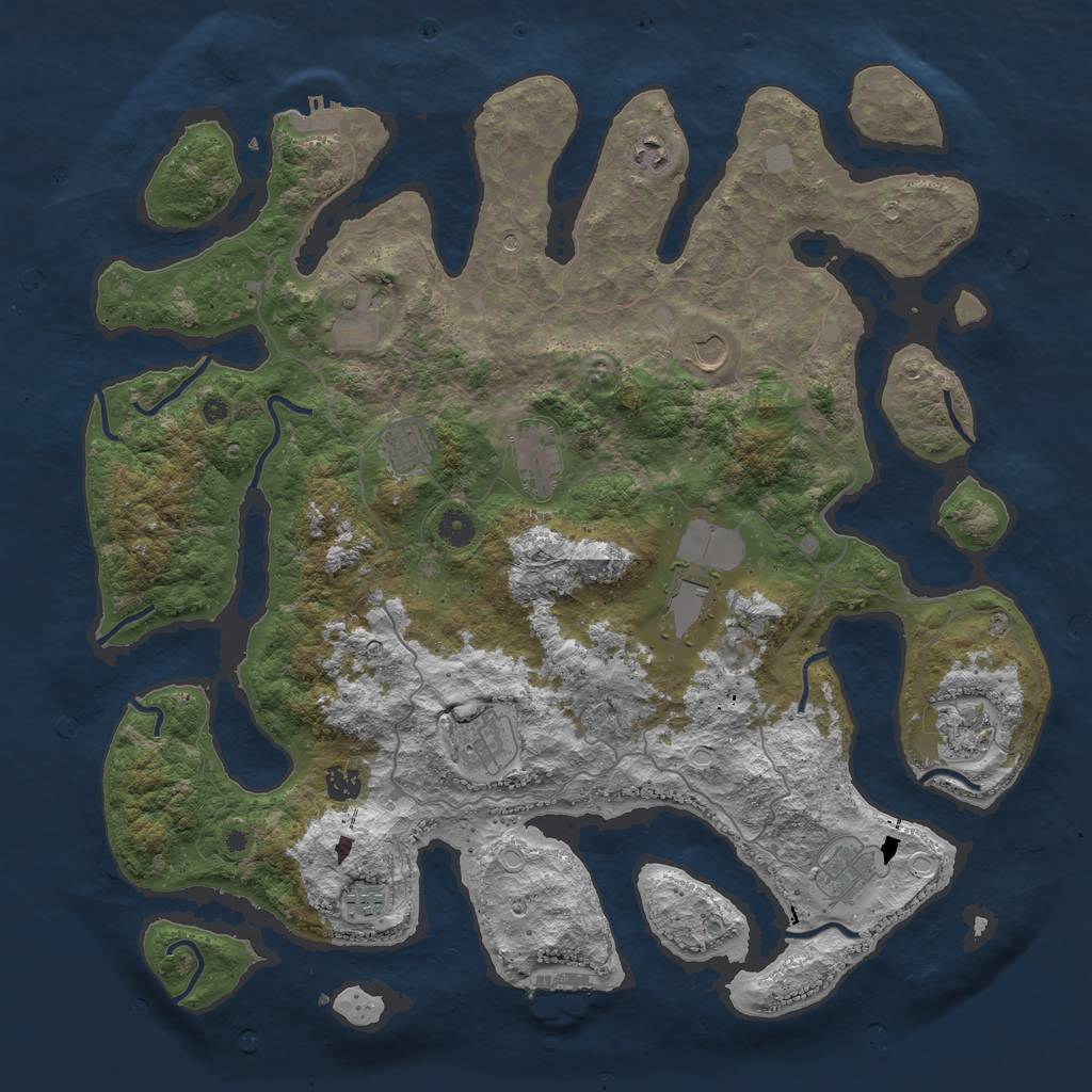 Rust Map: Procedural Map, Size: 4500, Seed: 4022204, 19 Monuments