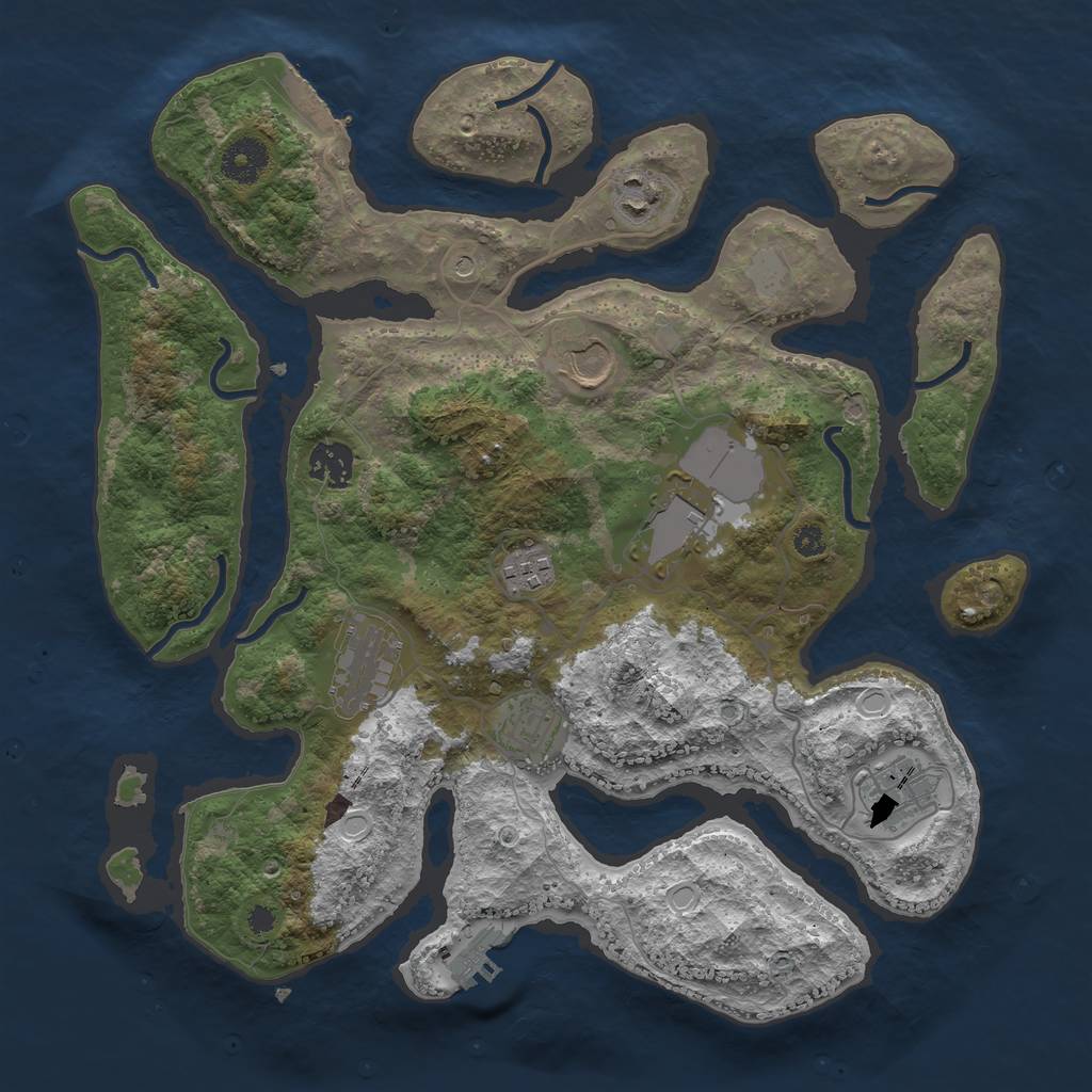 Rust Map: Procedural Map, Size: 3550, Seed: 614315, 16 Monuments