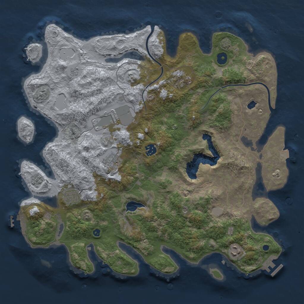Rust Map: Procedural Map, Size: 4000, Seed: 741882, 13 Monuments