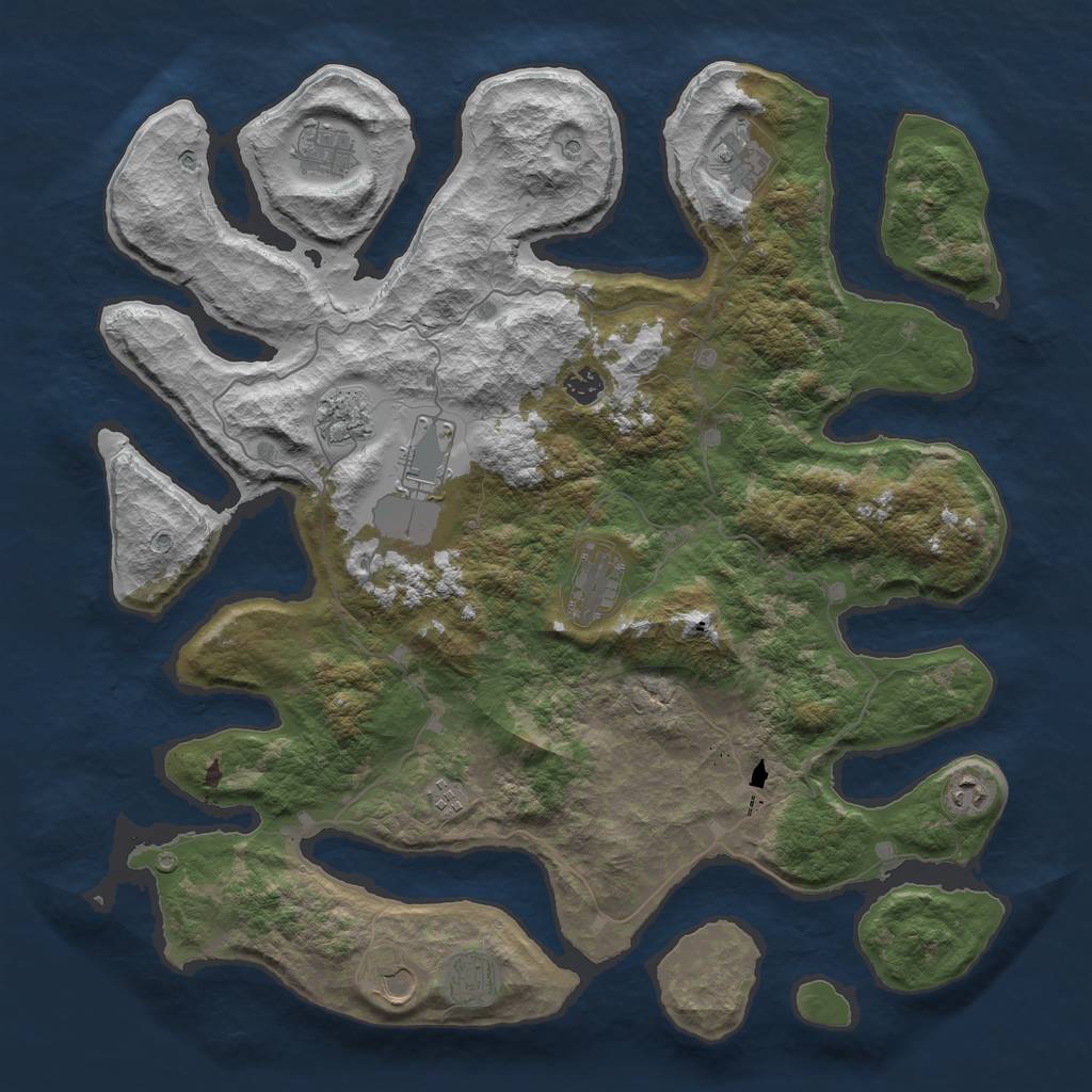 Rust Map: Barren, Size: 4500, Seed: 2012454, 13 Monuments