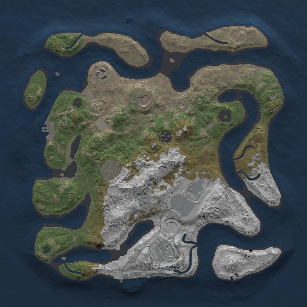 Rust Map: Procedural Map, Size: 3550, Seed: 722402, 15 Monuments