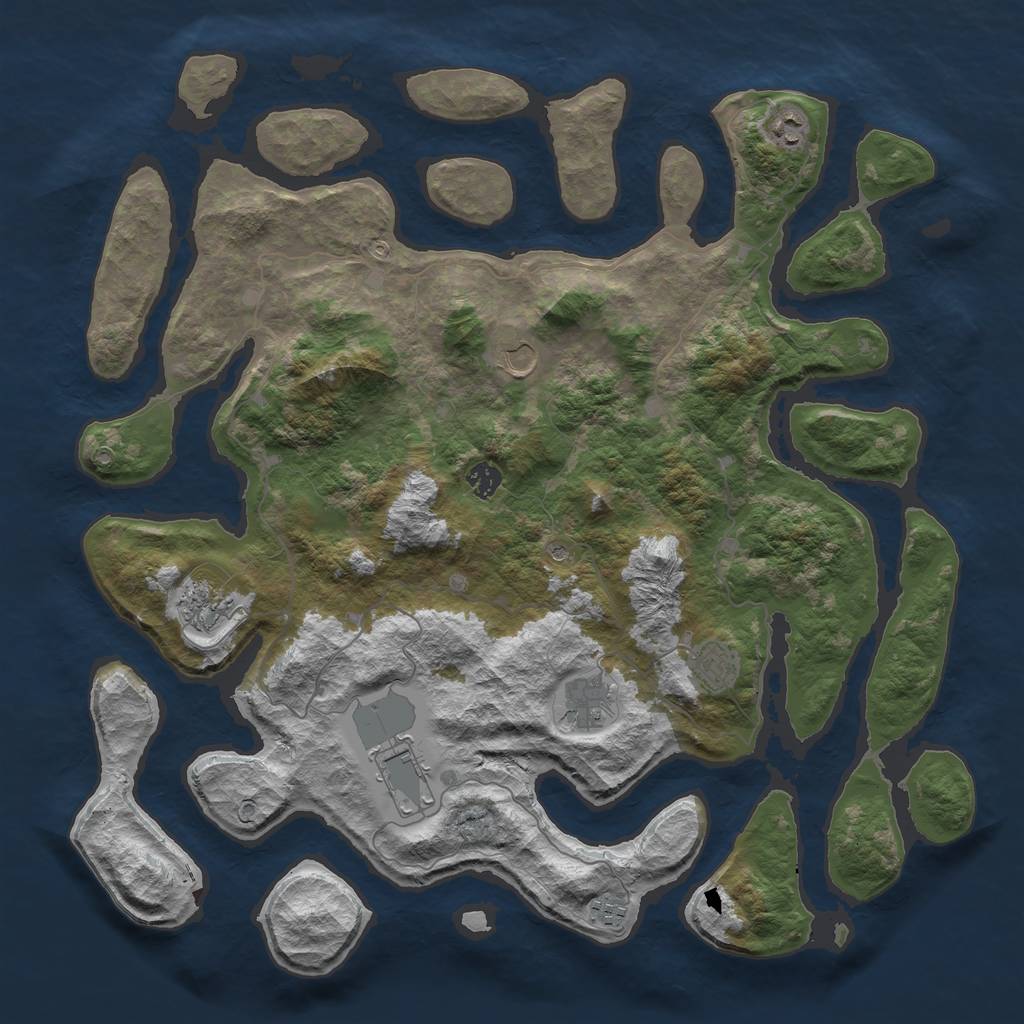 Rust Map: Barren, Size: 4500, Seed: 5177233, 11 Monuments