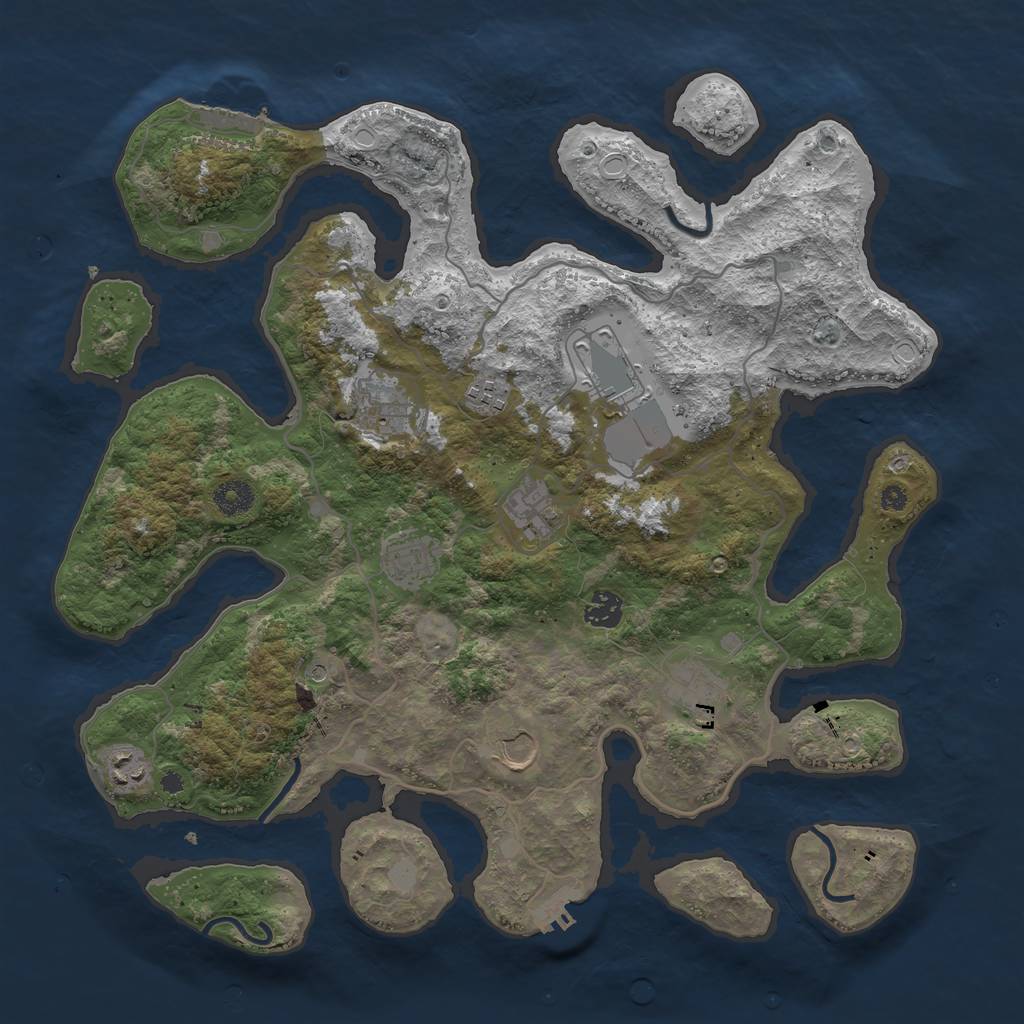 Rust Map: Procedural Map, Size: 4000, Seed: 492029, 17 Monuments