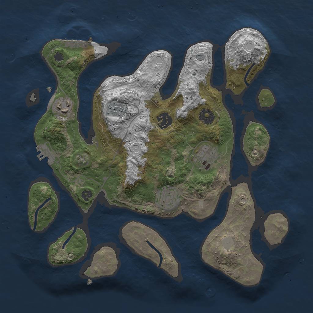 Rust Map: Procedural Map, Size: 3000, Seed: 2435151, 12 Monuments