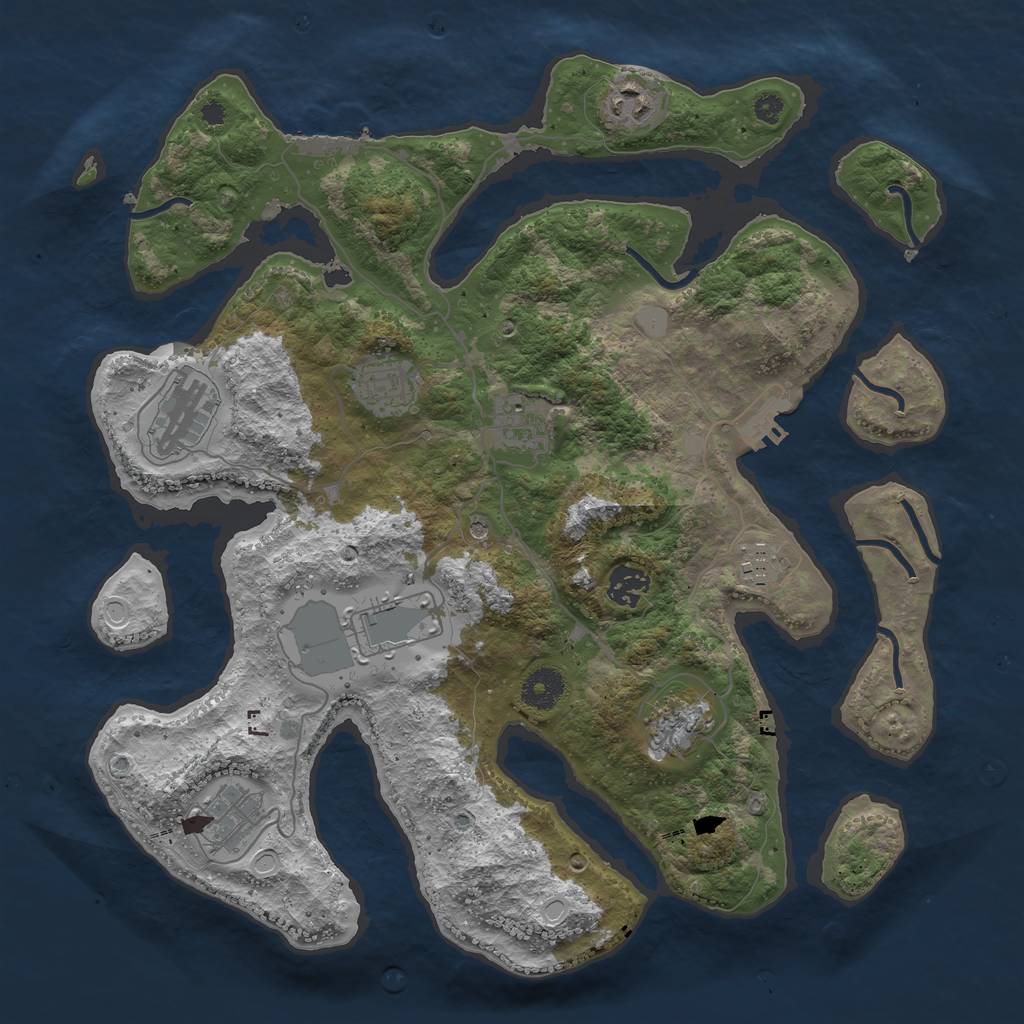 Rust Map: Procedural Map, Size: 3700, Seed: 1349156276, 17 Monuments