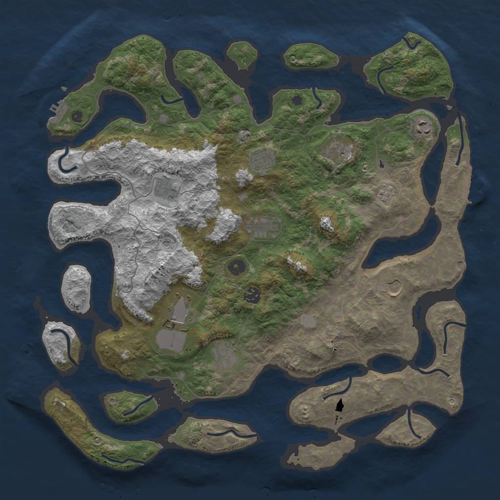 Rust Map: Procedural Map, Size: 4500, Seed: 4727063, 18 Monuments