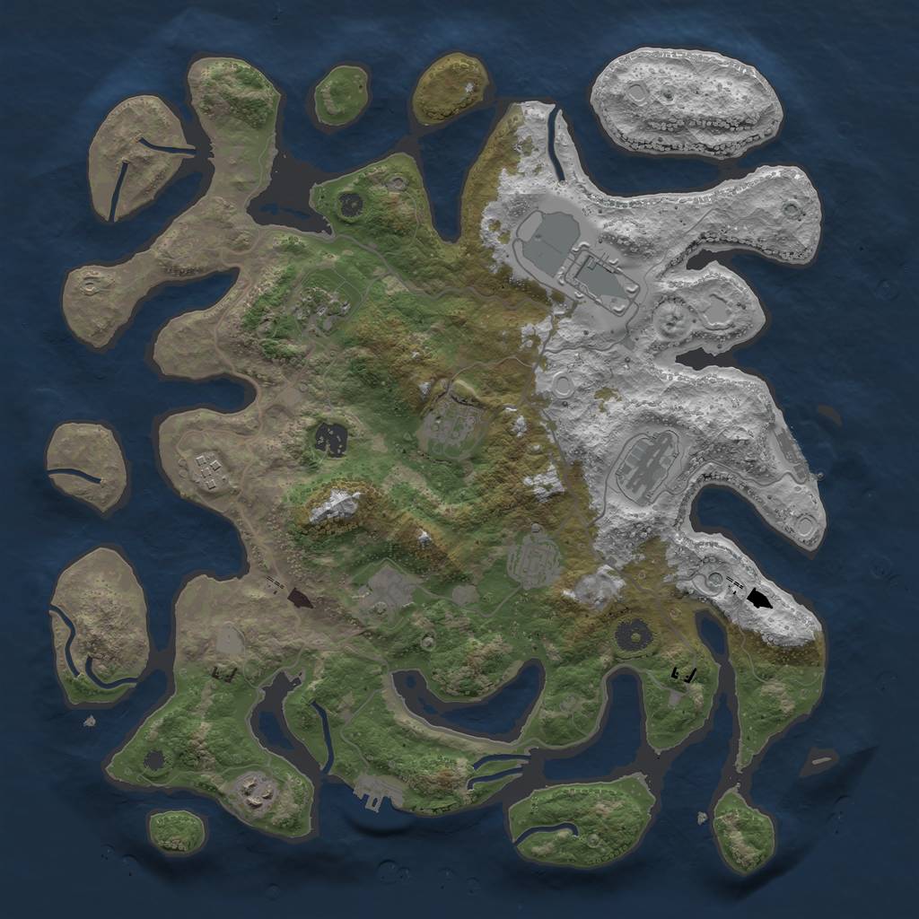 Rust Map: Procedural Map, Size: 4000, Seed: 370400276, 17 Monuments