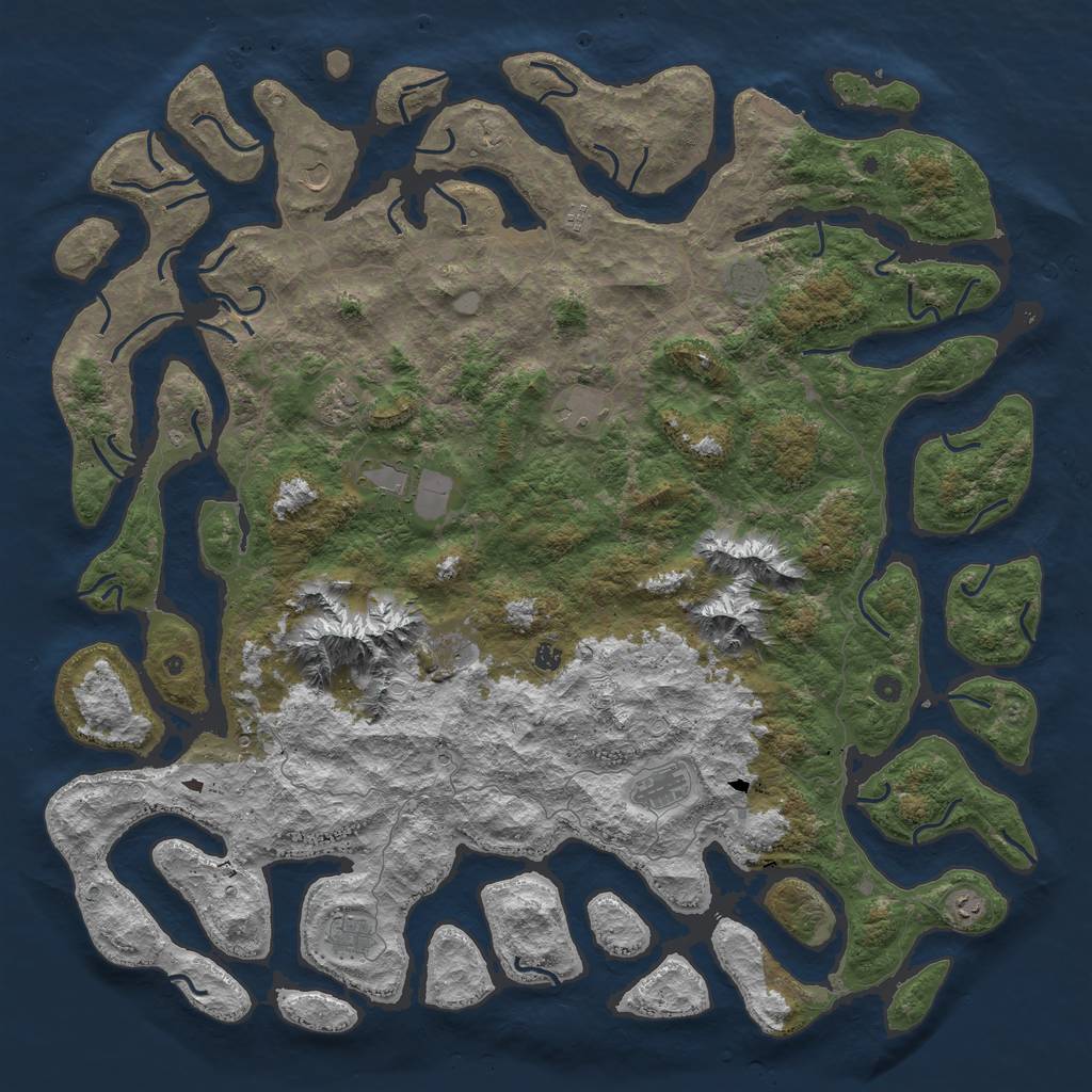 Rust Map: Procedural Map, Size: 6000, Seed: 29647, 18 Monuments