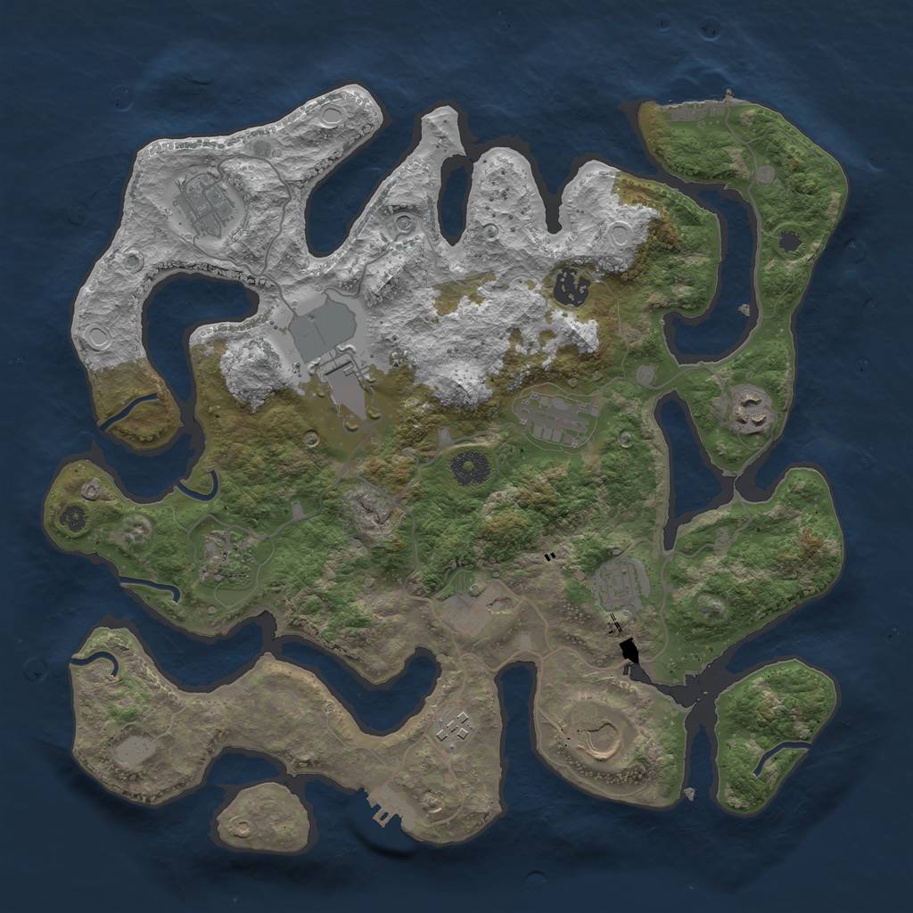 Rust Map: Procedural Map, Size: 3700, Seed: 1077116, 18 Monuments