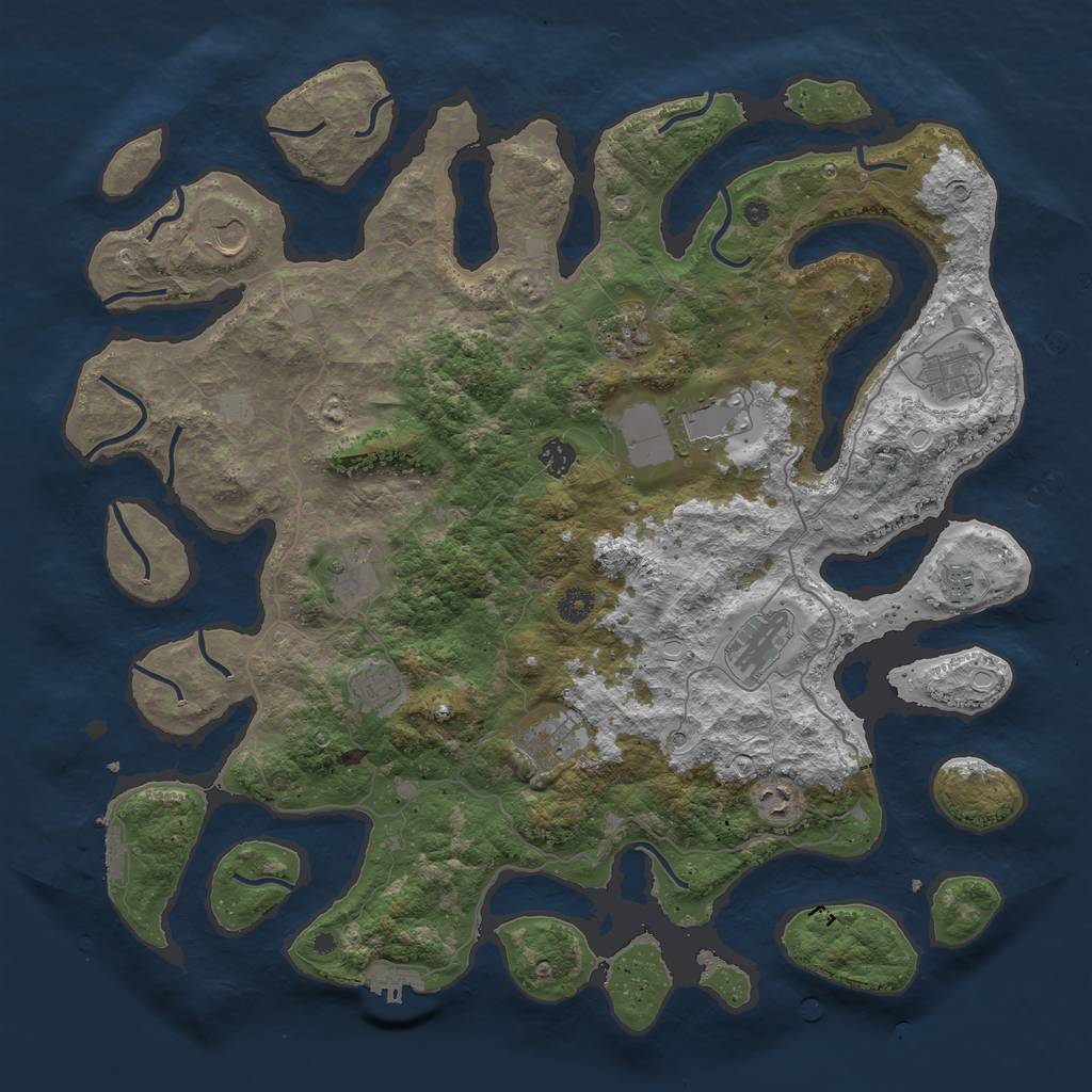 Rust Map: Procedural Map, Size: 4500, Seed: 7223, 19 Monuments