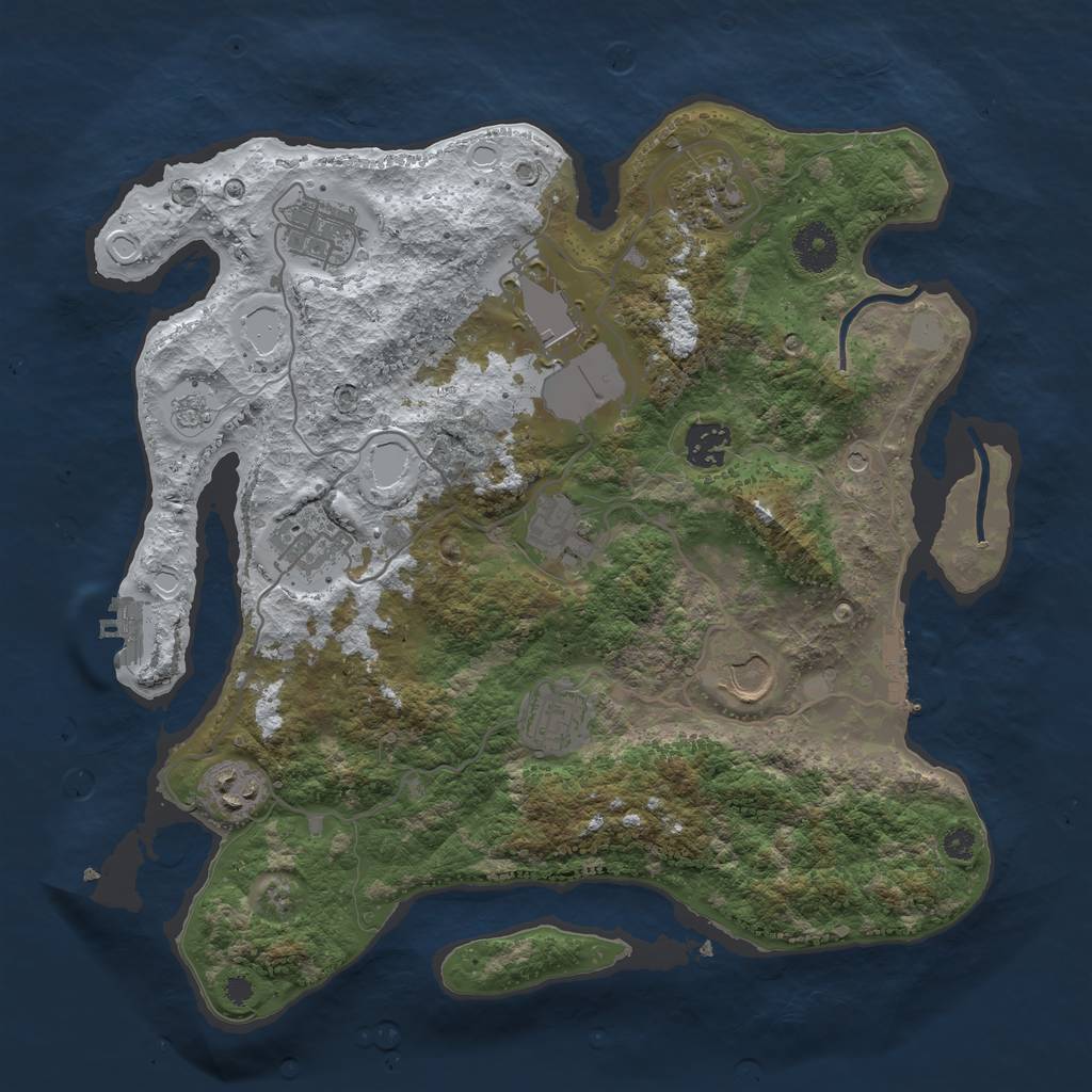 Rust Map: Procedural Map, Size: 3500, Seed: 14873658, 18 Monuments