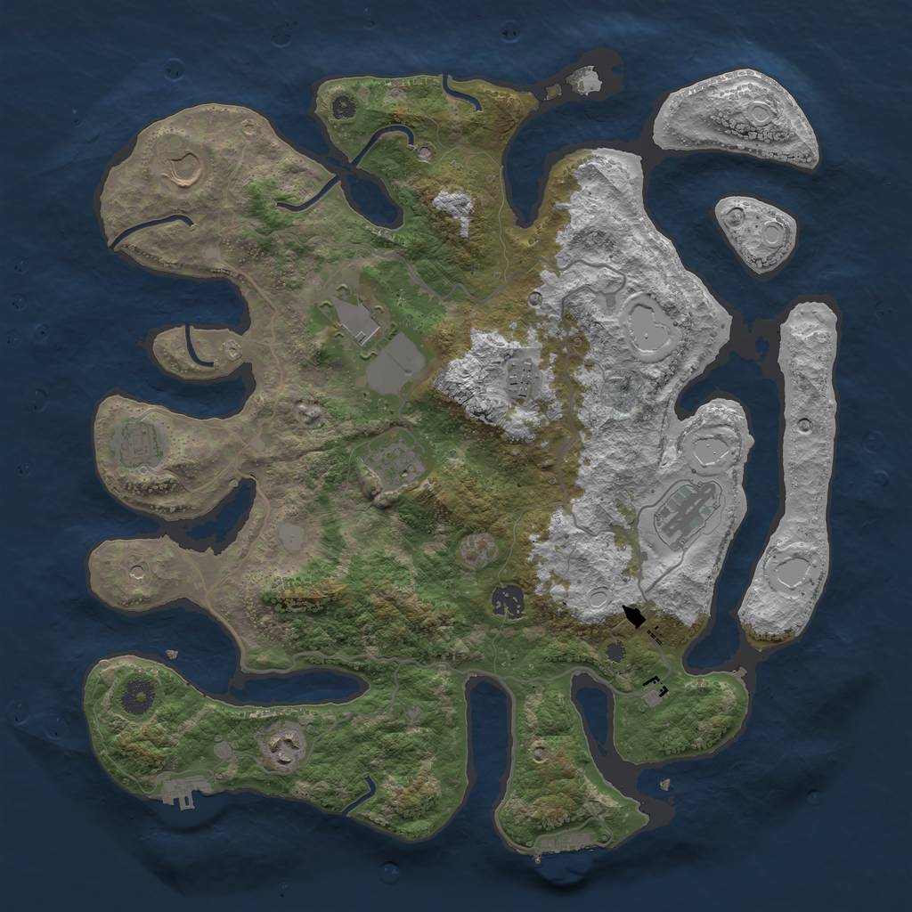 Rust Map: Procedural Map, Size: 4000, Seed: 548164, 16 Monuments
