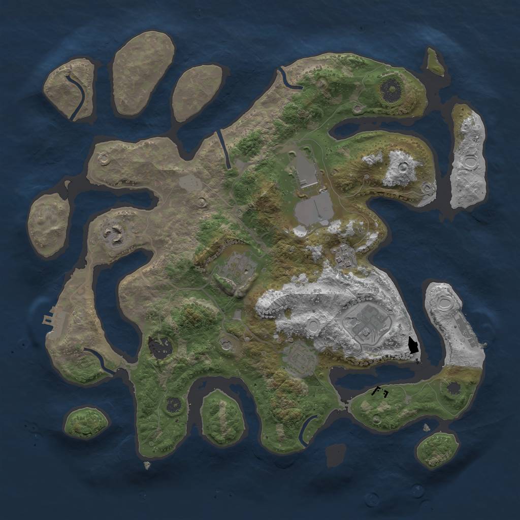 Rust Map: Procedural Map, Size: 3500, Seed: 514345, 15 Monuments