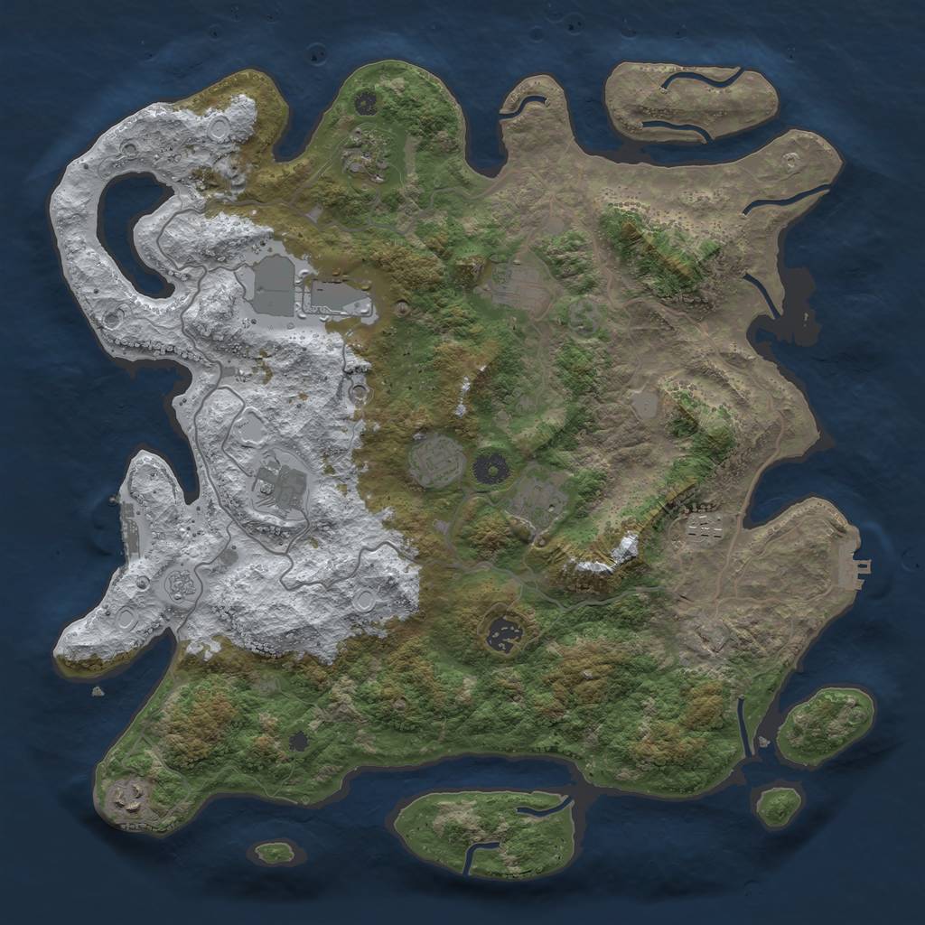 Rust Map: Procedural Map, Size: 4050, Seed: 221581885, 18 Monuments
