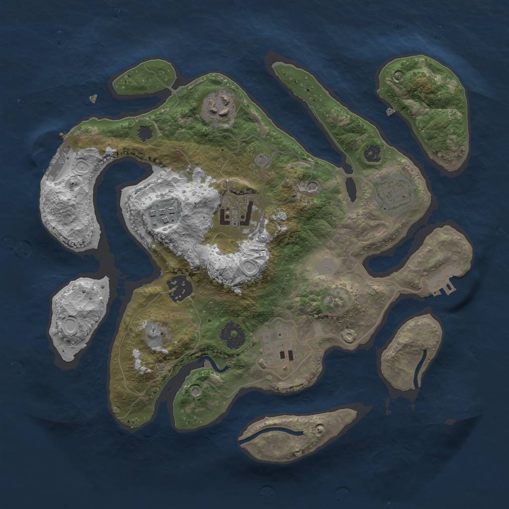 Rust Map: Procedural Map, Size: 3000, Seed: 53075, 14 Monuments