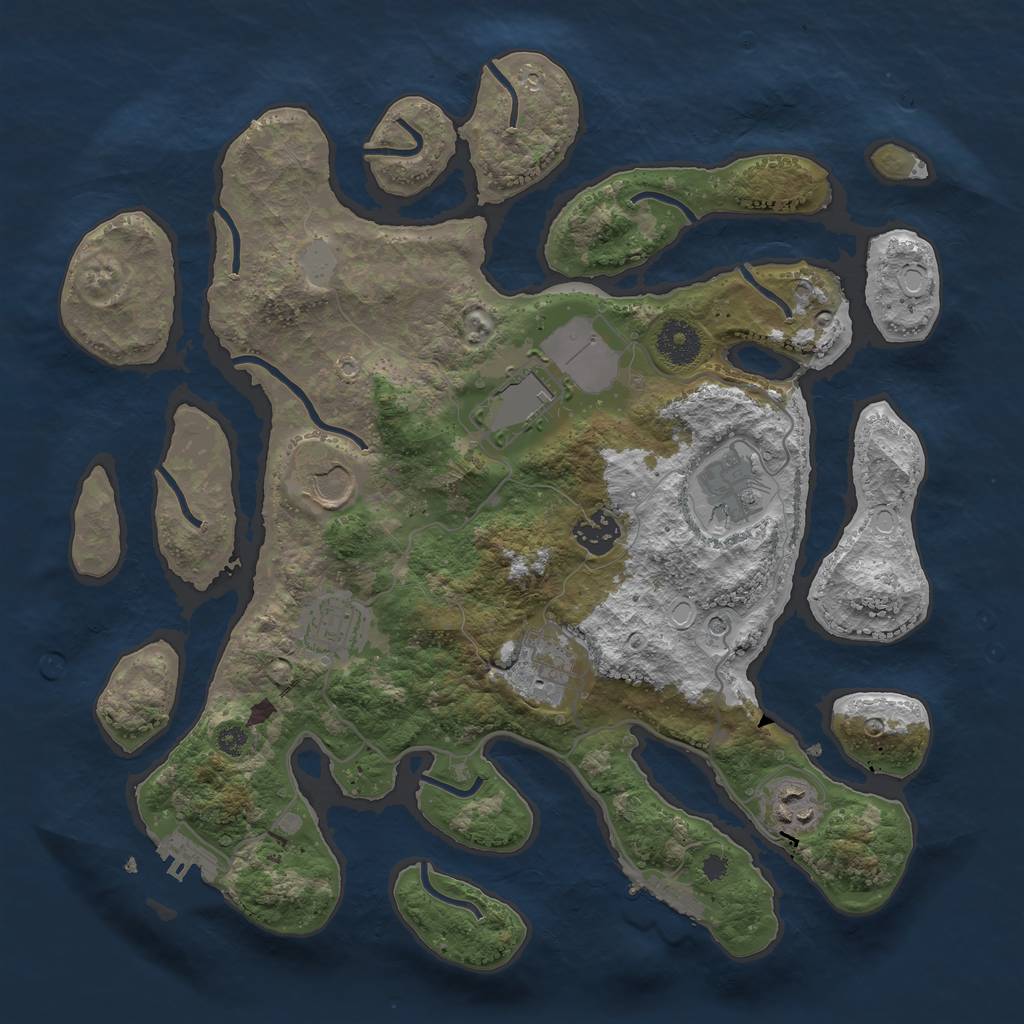 Rust Map: Procedural Map, Size: 3500, Seed: 1354565868, 15 Monuments