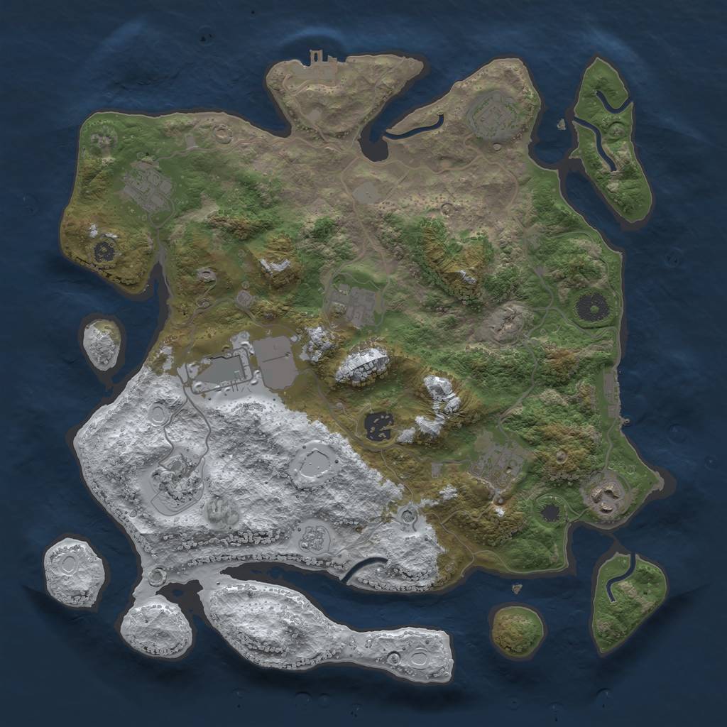 Rust Map: Procedural Map, Size: 3550, Seed: 701134, 17 Monuments