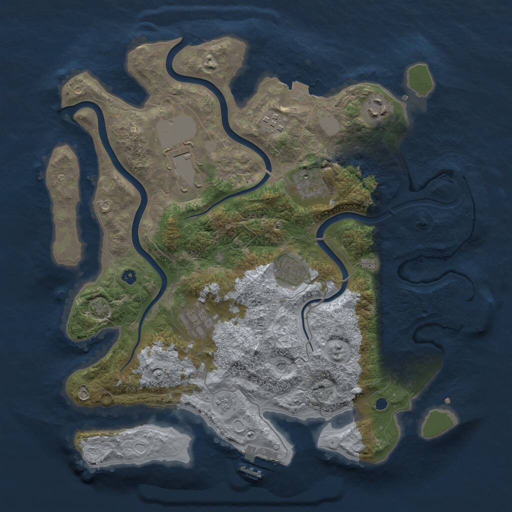 Rust Map: Procedural Map, Size: 3500, Seed: 105044251, 12 Monuments