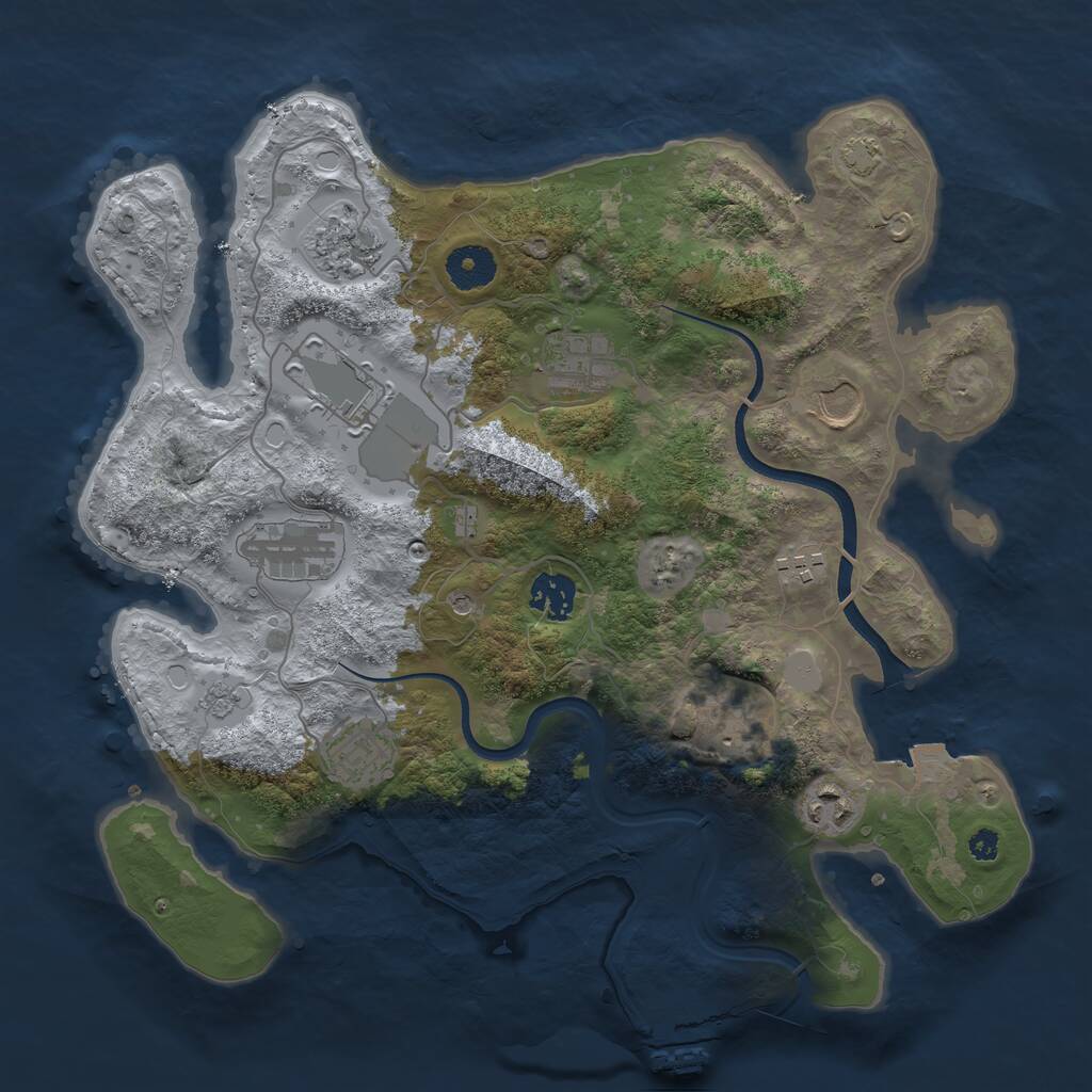 Rust Map: Procedural Map, Size: 3500, Seed: 563, 15 Monuments