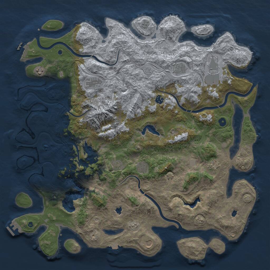 Rust Map: Procedural Map, Size: 5000, Seed: 20012022, 16 Monuments