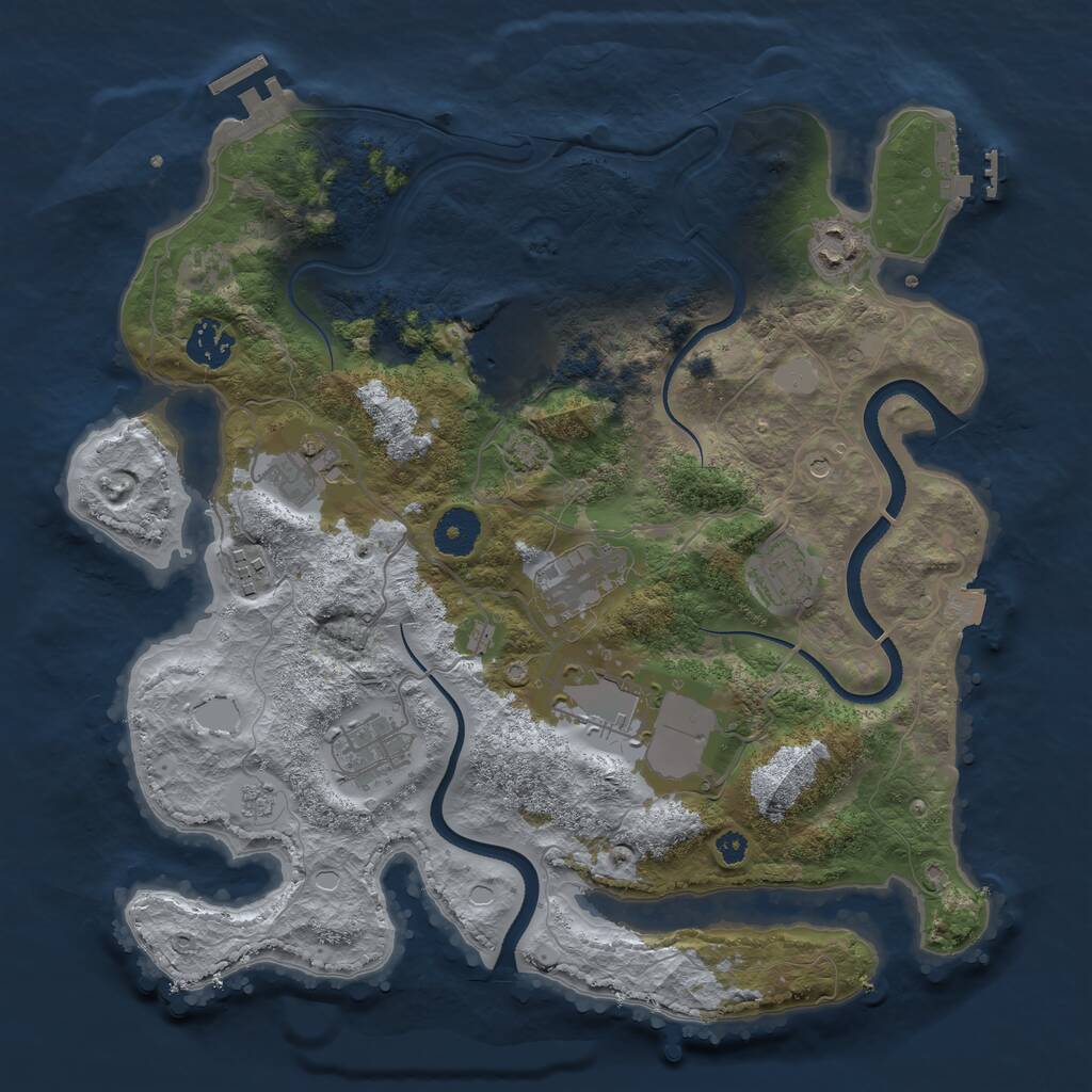 Rust Map: Procedural Map, Size: 3500, Seed: 1563, 15 Monuments