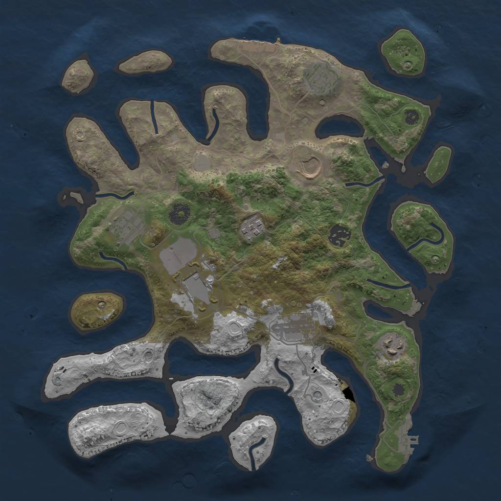 Rust Map: Procedural Map, Size: 3500, Seed: 1216311991, 16 Monuments