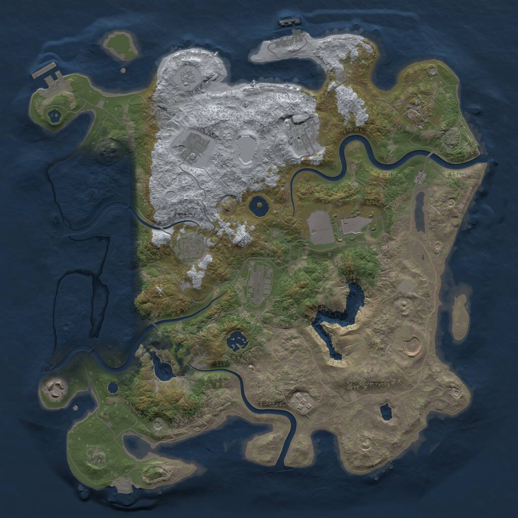 Rust Map: Procedural Map, Size: 4000, Seed: 12022, 16 Monuments