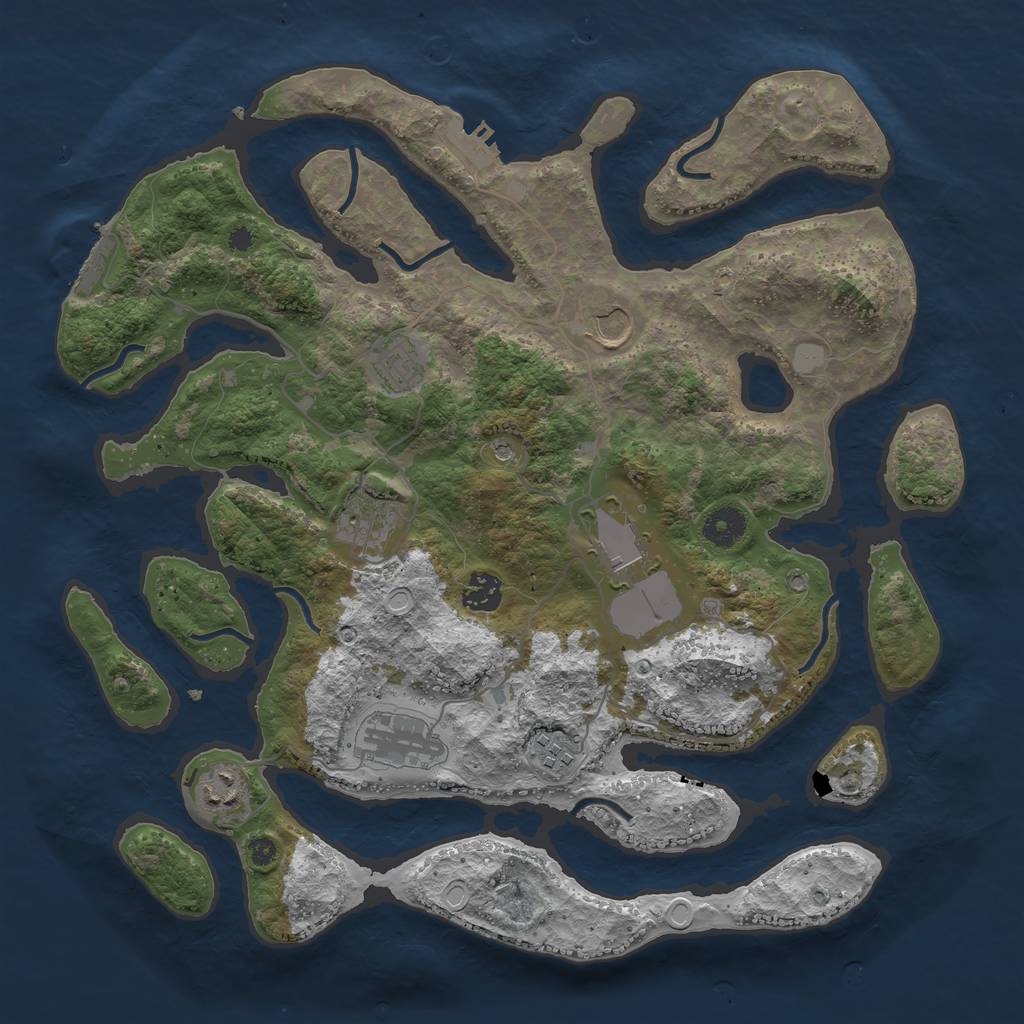 Rust Map: Procedural Map, Size: 3800, Seed: 171, 16 Monuments